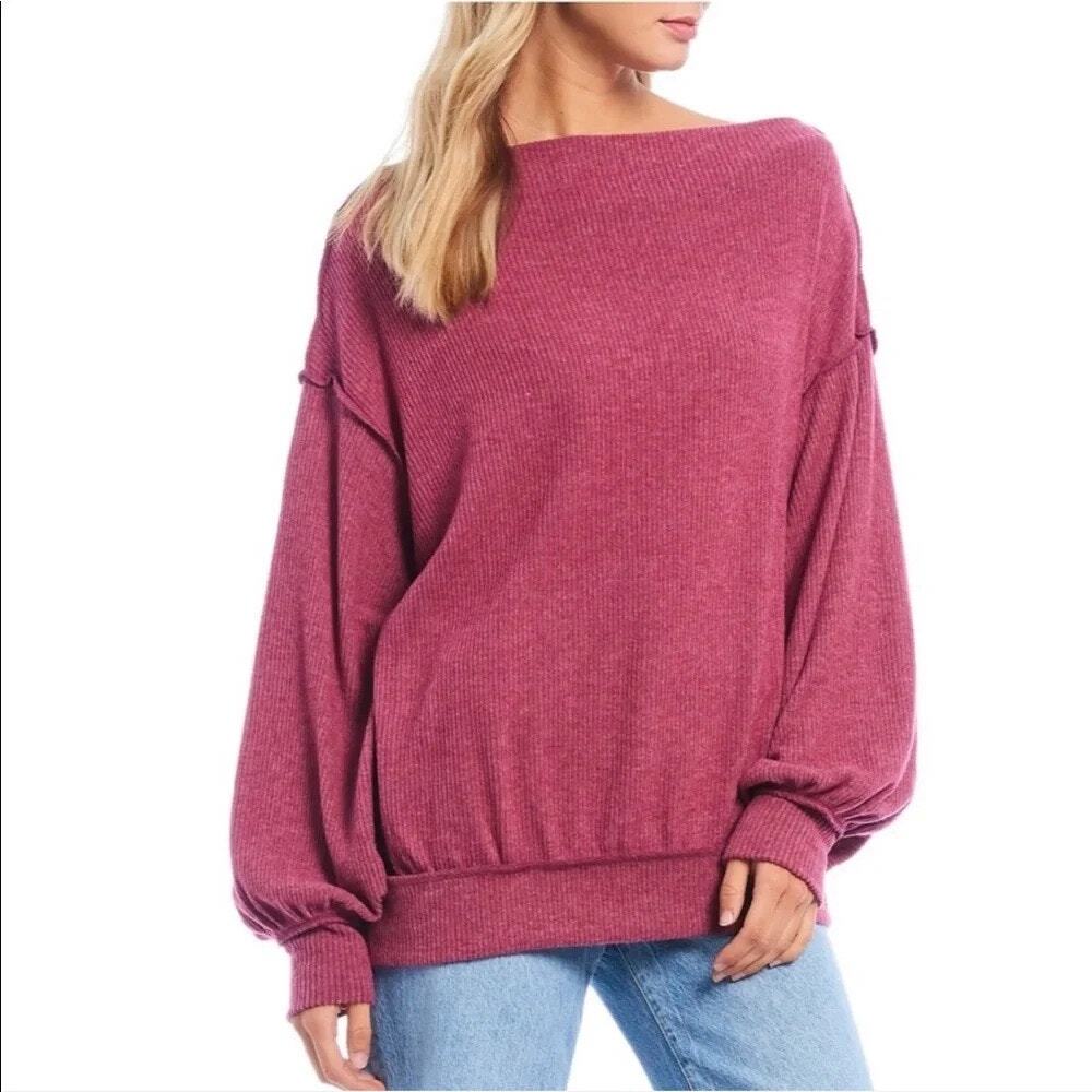 Women's Size S Free People We The Free Main Squeeze Hacci Mauve Pink Sweater Top